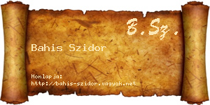Bahis Szidor névjegykártya